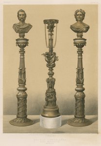 Kandelaber i bronze, Royal Manufactory, Berlin (chromolitho) af English School