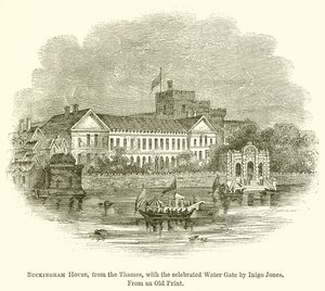 Buckingham House, fra Themsen, med den berømte vandport af Inigo Jones