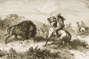 Buffalo Hunting on the Great Plains mellem St. Louis og Denver, ca. 1870, fra 