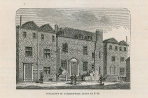 Bygninger i Clerkenwell Close i 1791 af English School