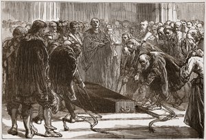 Begravelse af Luther i Schloss-Kirk, Wittemberg, illustration fra The History of Protestantism af James Aitken Wylie (1808-1890), pub. 1878 af English School