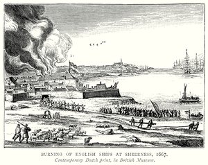 Verbrennung englischer Schiffe bei Sheerness von English School