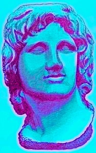 Buste af Alexander den Store, fra British Museum, statue i Vatikanet, illustration fra History of Rome af Victor Duruy, udgivet 1884 (digitalt forbedret billede) af English School