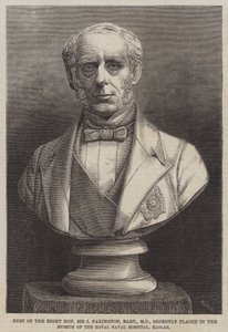 Buste af den højre ærede Sir J Pakington, Baronet, MP, for nylig placeret i Museum of the Royal Naval Hospital, Haslar (gravering) af English School