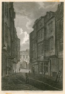 Butcher Row, ser fra Temple Bar, baseret på en tegning af Edward Dayes, 9. juni 1796 af English School