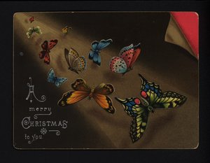 Sommerfugle, julekort, slutningen af det 19. eller begyndelsen af det 20. århundrede (chromolitho) af English School