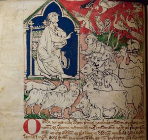 CCA-LitMs/D/10 fol. 7v Adam, fra Bestiary af English School
