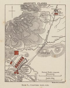 Cæsar, Den Galliske Krig: Ariovisti Clades (litho) af English School