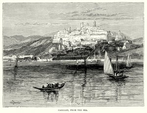 Cagliari, set fra havet (stik) af English School