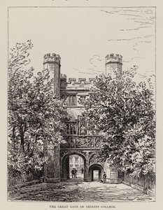 Cambridge: The Great Gate of Trinity College (ætsning) af English School