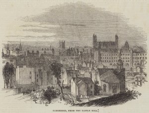 Cambridge, fra Castle Hill (gravering) af English School