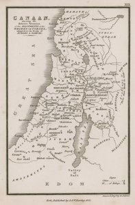 Kanaan, der viser den relative situation for tildelingerne til Israels stammer, tilpasset til Dommerbøgerne og Samuelsbøgerne af English School