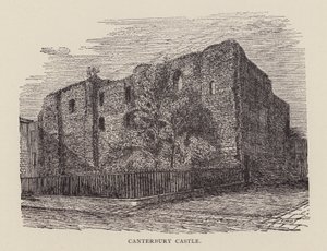 Canterbury: Canterbury Castle (litho) af English School