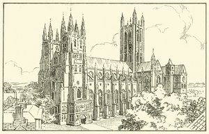 Canterbury Cathedral (blæk på papir) af English School