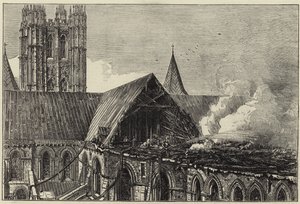 Canterbury Cathedral efter den nylige brand af English School