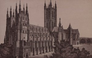 Canterbury: Katedralen (litho) af English School