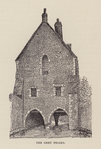 Canterbury: The Grey Friars (litho) af English School