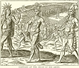 Caonabo i spidsen for sin hær af English School