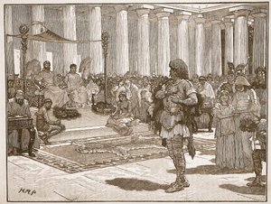 Caractacus før Claudius, illustration fra Cassells Illustrated History of England (sepia foto) af English School