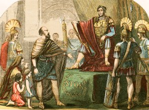 Caractacus før den romerske kejser Claudius af English School