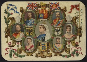Kort, der fejrer Dronning Victorias jubilæum i 1887 af English School
