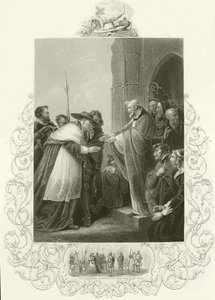 Kardinal Wolsey går ind i Abbey of Leicester af English School