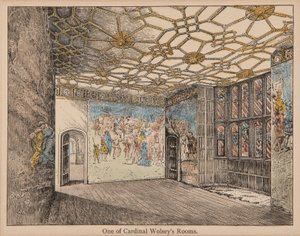 Kardinal Wolseys værelser (håndfarvet litho) af English School