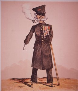 Karikatur af Chelsea Pensioner fra Royal Hospital, fra 