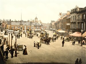 Carlisle Market Place (håndfarvet foto) af English School