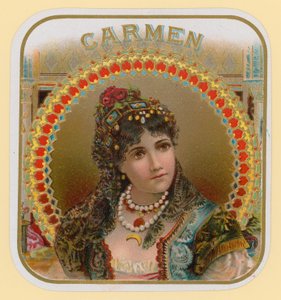Carmen, cigaretiket af English School