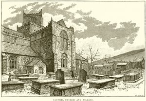 Cartmel kirke og landsby af English School