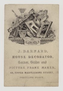 Carvers and Gilders, J Barnard, handelskort af English School