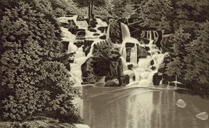 Cascade, Virginia Water (litho) af English School