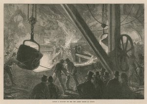 Støber en cylinder til den nye Albert Bridge i Chelsea af English School