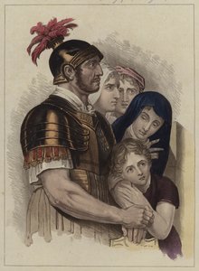 Centurion og hans familie (farve litho) af English School