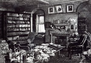 Charles Darwins studie ved Down House, 1882 af English School