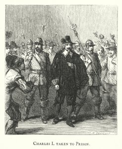 Charles I taget til fængsel (gravering) af English School