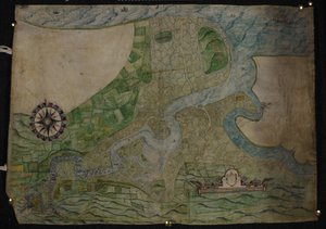 Kort over forløbet af floden Medway fra Rochester til The Nore af English School