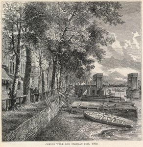 Cheyne Walk og Cadogan Pier, 1860 af English School