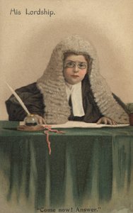 Barn klædt ud som dommer (farve litho) af English School