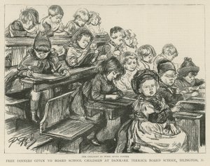 Børn på arbejde efter middag af English School
