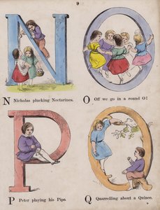 Børnealfabet (farvet gravering) af English School