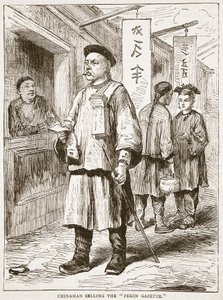 Kinamand sælger Peking Gazette, illustration fra Cassell