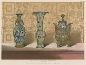 Kinesiske emaljerede vaser (chromolitho) af English School