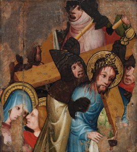 Kristus bærer korset, ca. 1400-25 (tempera & bladguld på panel)