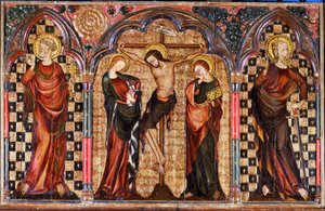 Kristus omgivet af Sankt Maria og Sankt Johannes Døber, fra korsfæstelsesalterets midterstykke (tempera på træ) af English School