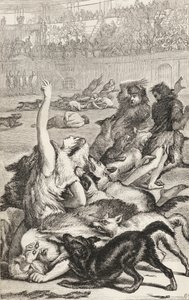 Kristne martyrer i den romerske arena, ca. 1865 (træstik) af English School