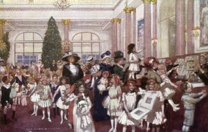 Julefester for børn, Savoy Hotel (farve litho) af English School