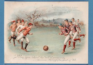 Weihnachtspostkarte eines Fußballspiels, 1892 von English School