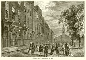 Church Row, Hampstead, i 1750 af English School